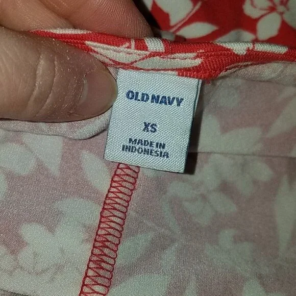 NWT Old Navy Floral Dress Size XS Short Salmon/Red + Ivory - Picture 6 of 8